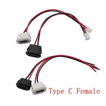 Штекерный разъем USB Type C, порт для зарядки, разъем USB C, 2-контактный разъем с электронными проводами 10 см, 24AWG Кабель для электронных проводов