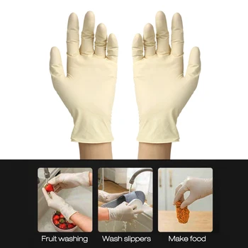 100 шт. / Одноразовые перчатки, эластичные перчатки из плотного латекса без порошка, стерильные, безопасные для пищевых продуктов, для домашнего использования в пищевой лаборатории