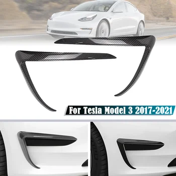 Накладка наклейки на передний бампер автомобиля, спойлер противотуманных фар для Tesla Model 3 2017 2018 2019 2020 2021, крышка противотуманных фар для бровей