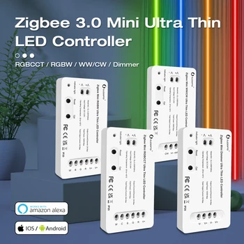 Gledopto Zigbee 3.0 Умный Светодиодный контроллер Ультратонкий RGBCCT/RGBW/WW/CW/Диммер DC5-24V, Совместимый с Alexa Google Home