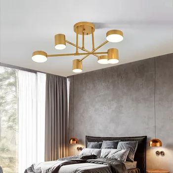 Современная светодиодная люстра в минималистском стиле, Золотисто-черный Железный Потолочный Подвесной светильник для гостиной, спальни, ресторана, декоративных светильников