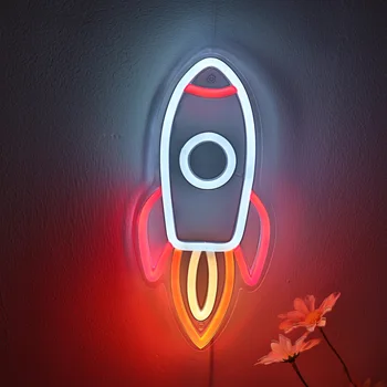 1ШТ 5V USB Powered Rocket Wall LED Неоновая Художественная Вывеска Night Light Для Детской комнаты Party Shop Bar Pub Club Decoration 5.12 