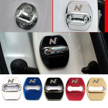 4ШТ Металлических Защитных чехлов для замка двери автомобиля Наклейки для Hyundai N LINE i30 i20 Sonata Accent Tucson Elantra Автоаксессуары