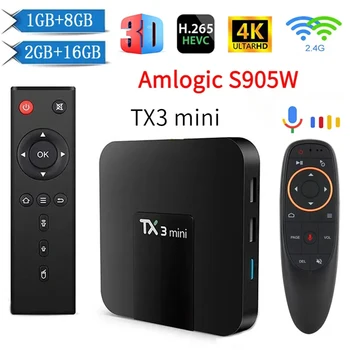 Tx3 mini TV Box 2024 Android 7,1 HDR10 HD 4K 3D H.265 Amlogic S905 WiFi 4G Iptv Smart медиаплеер 2 ГБ 64 ГБ ТВ