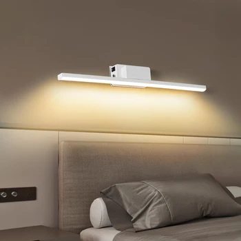 Litu LED Перезаряжаемый настенный светильник Зеркальный светильник Магнитное притяжение С батареей USB Настенный светильник для спальни, ночного освещения коридора