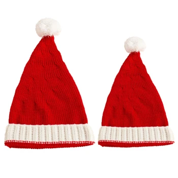 Шапка для родителей и детей, Рождественская теплая шапочка для мамы и малыша, комок шерсти для девочек и мальчиков