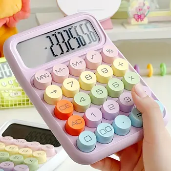 1 шт. Клавиатурный калькулятор, офисный 12-значный механический калькулятор, милый калькулятор карамельного цвета, настольные канцелярские принадлежности