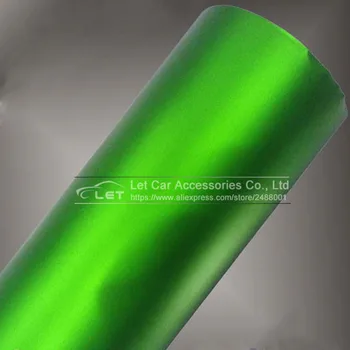 Высококачественная зеленая металлическая матовая виниловая обертка Автомобильная обертка без воздушных пузырьков Хромированная Зеленая матовая пленка Фольга для наклеек для автомобиля
