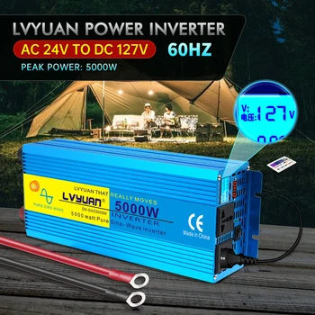 Автомобильный инвертор 24V-127V Lvyuan мощностью 5000 Вт, преобразователь чистой синусоидальной волны, 60 Гц, USB-выход, универсальная розетка высокой мощности, Солнечный трансформатор