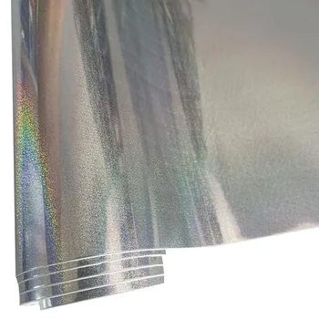 Шлифовальный блестящий рулон голографической серебристой виниловой клейкой пленки для обертывания автомобиля, простая в установке наклейка без беспорядка