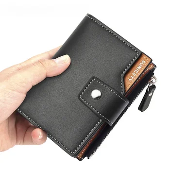 Мужской кожаный бумажник с защитой от кражи Refresh, короткий, складывающийся в два раза, многофункциональная сумка для разменной карты на молнии, портмоне для монет