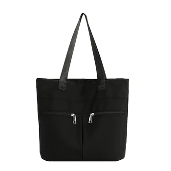 Женская новая модная однотонная нейлоновая сумка для покупок большой емкости, универсальная простая повседневная сумка через плечо