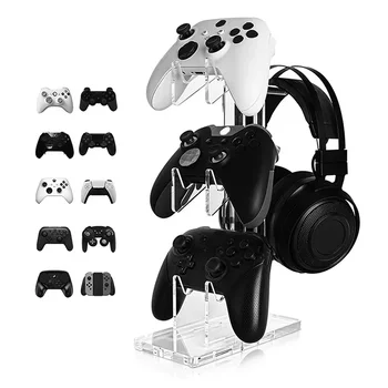 Универсальный 3-слойный держатель контроллера и наушников, игровые аксессуары для PS5, PS4, держатель для хранения, Черный, белый, прозрачный