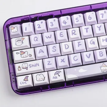 1 Комплект Колпачков Для Ключей Cute Cartoon Purple Bunny Keycaps С Вишневым Профилем Keycap PBT Dye Сублимационный Колпачок Для Ключей MX Switch Механическая Клавиатура Acce