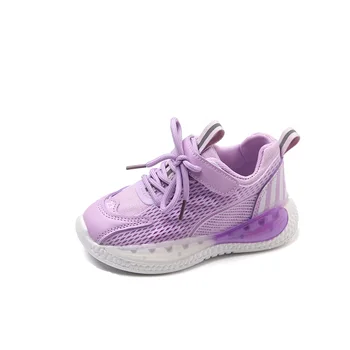 Весна 2023, Новая Дышащая Фиолетовая спортивная обувь для детей, Повседневные Сетчатые кроссовки для девочек, Мягкая подошва, Черные кроссовки для мальчиков, Детские кроссовки для бега