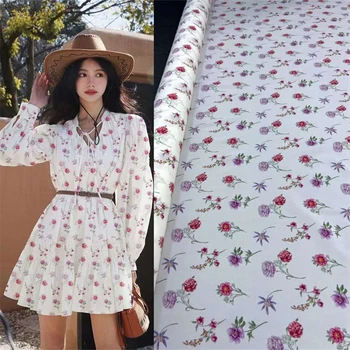 Новая летняя крепдешиновая ткань с цветочным принтом, крупный бренд, платье для важного случая 