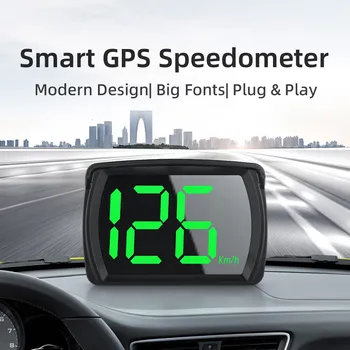 Автомобильный GPS, HUD, цифровой спидометр, КМЧ, миль / ч, большие шрифты, зеленый свет, автомобильный дисплей HUD для всех автомобилей