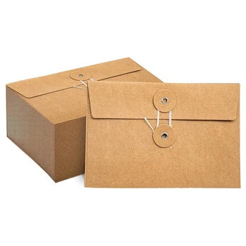 40 Шт конвертов из крафт-бумаги с завязками на шнурках, проектные карманы, органайзер для документов, 4,53 X 6,7 дюйма (коричневый)