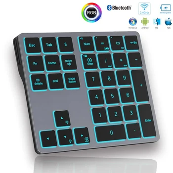 Цифровая клавиатура Mofii с 34 клавишами Перезаряжаемая цифровая клавиатура Bluetooth RGB Портативная мини-цифровая панель для ноутбуков, планшетов