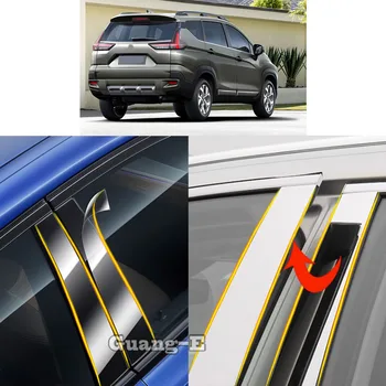 Автомобильная накладка из ТПУ/глянцевого зеркала на стойку для Mitsubishi Xpander 2017 2018 2019 2020-2023 Наклейка на молдинг двери, окна
