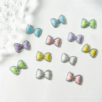 50шт Светящихся украшений для ногтей в форме бабочки Ярких цветов, подвески для ногтей из смолы с бантом, Стразы для маникюра, сделай сам, 3D Ремесла