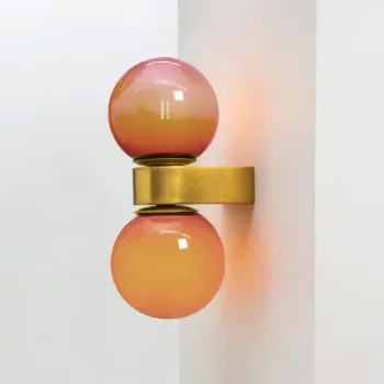 Прикроватная тумбочка для спальни, настенный светильник, роскошь, современный минимализм, Скандинавский цветной шар, Стеклянный фон для гостиной, Дизайнерский настенный светильник