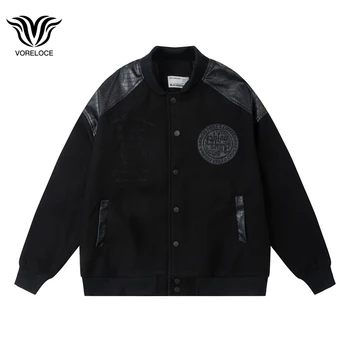 2022 осенний бренд Harajuku y2k значок с вышитыми буквами high street одежда в стиле хип-хоп для мужчин и женщин куртка темно-черная пара пальто