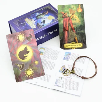 Новая английская карта Таро Ведьмы из золотой фольги 7x12 см, водонепроницаемая игра, покер, Гадание, Эмоциональная Интерактивная настольная игра для девочек