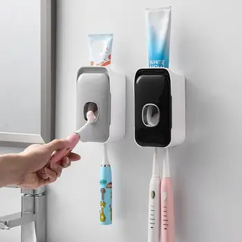 Настенный автоматический дозатор зубной пасты, Пластиковая водонепроницаемая соковыжималка для зубной пасты, Пылезащитный, без перфорации, бытовой