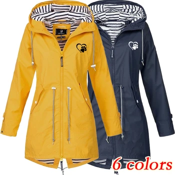 Женская весенне-осенняя модная водонепроницаемая куртка на молнии с завязками, женский плащ с капюшоном, ветрозащитная куртка для занятий спортом на открытом воздухе