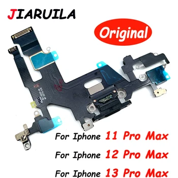 Оригинал для iPhone 11 12 13 Pro Max 12 Pro Нижний USB-порт Зарядное устройство Плата Док-разъем Гибкий кабель для зарядки с микрофоном Микрофон